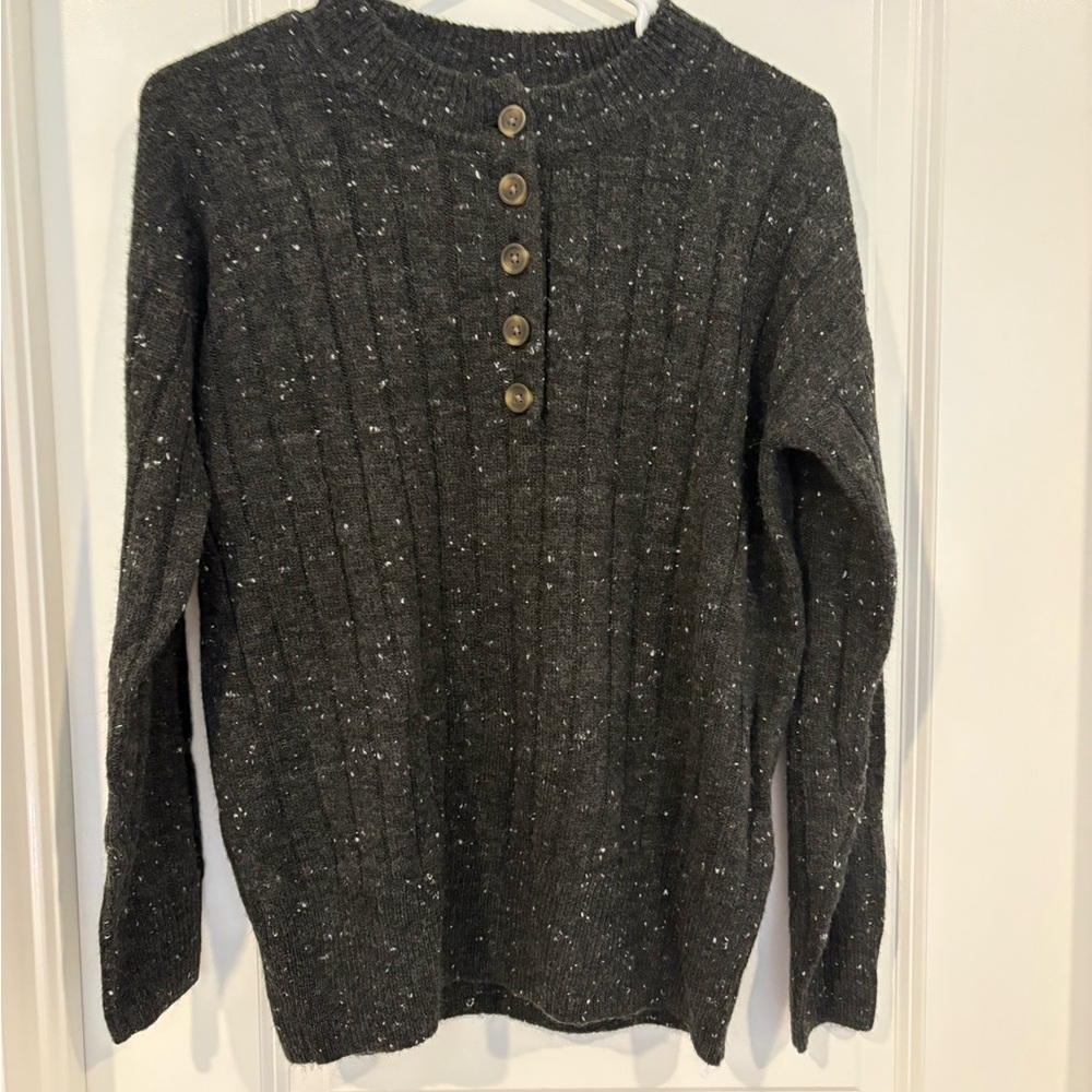 Madewell Donegal Bowden Henley Sweater - Size XS, Black, Never Worn